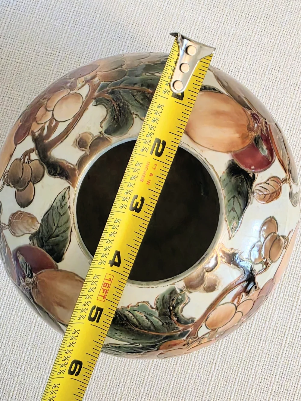 TOYO Vase Round 6.5” Fruit Gold Handpainted Fall French Country Floral